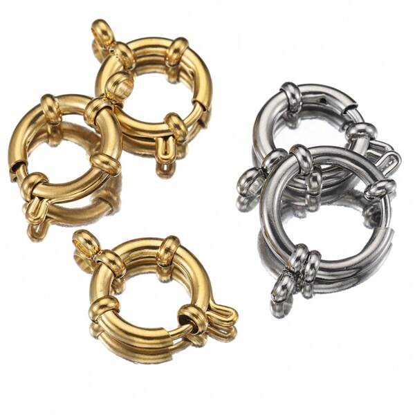 4pcs Stainless Steel Spring Clasp Nautical Pendant Carabiner Charms, DIY Jewelry Making Accessories