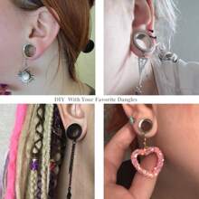 3 pares de túneles DIY, enchufes y dilatadores para joyas de perforación de orejas, accesorios de dilatadores colgantes de acero inoxidable para mujer