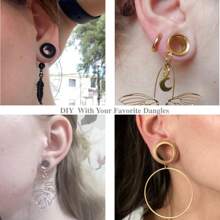 3 pares de túneles DIY, enchufes y dilatadores para joyas de perforación de orejas, accesorios de dilatadores colgantes de acero inoxidable para mujer