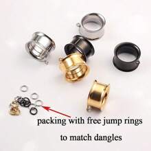 3 pares de túneles DIY, enchufes y dilatadores para joyas de perforación de orejas, accesorios de dilatadores colgantes de acero inoxidable para mujer