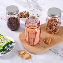 16 Oz Rose Pink Mason Jars With Lids, 6 Pack Regular Mouth Quart Canning Jar, Safe For Storage, Canning, Pickling, Preserving, Fermenting, DIY Crafts & Decor - Hồng - Xem 3