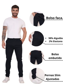 BNB Calça Alfaiataria Masculina Esporte fino - Azul - Visão 6