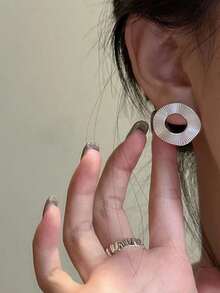 BALMORA 1 Cặp Bông Tai Hình Học Tròn Xếp Ly Bằng Bạc Sterling S925 Tối Giản Và Mát Mẻ, Quà Tặng Cho Bạn Bè - Bạc - Xem 4
