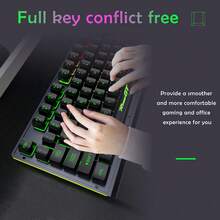 Ergonomic Wired Gaming Keyboard 104 Keys Full Size With Wrist Rest RGB Backlit Game Wired Keyboard For PC/Laptop/Desktop-Black - Black - View 3