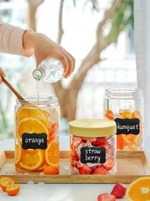 1/3Roll (Each Roll Contains 120pcs Tags) Chalkboard Glass Jar Label Stickers, Reusable Black Waterproof Label Stickers, Wavy Shape Labels For Kitchen & Pantry Organization, Great For Containers, Jars, Spices And Food Storage ﻿