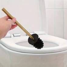 1 件套立式马桶刷带支架套装，浴室清洁刷，防臭浴室装饰秋季装饰 - 金色 - 查看 7