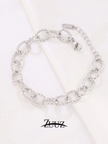 1pc Punk Style Stainless Steel Thick Chain Bracelet, Women's Friendship Gift - Bracelet - View 9