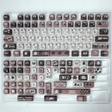 131 Key Coffee Theme MOA Profile PBT Keycaps Sublimation Mechanical Keyboard Keycaps For Girl Gift For Cherry MX Switch - Multicolor - View 1