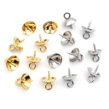 20pcs Stainless Steel Peg Bails Metal Gold Tone Screw Eyes Bails Top Drilled Beads End Caps Pendant DIY Charms Connectors Jewelry Findings - Peg Bails - View 2