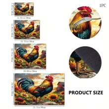 1pc Home Decor Sunflower & Rooster Print Dish Drying Mat, Christmas Tree Pattern Anti-Slip Dishwasher Top Protector Drying Mat, Absorbent Quick-Dry Pad, Durable Kitchen Coffee Machine Drying Mat - Multicolor - View 2