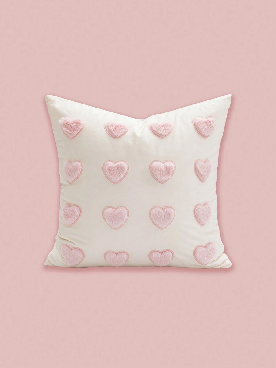 1/2 Vỏ gối hình trái tim mềm mại màu hồng, Vỏ gối trang trí ghế sofa cho phòng ngủ và phòng khách - trái tim hồng - Xem 1