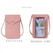 Nueva bolsa para teléfono móvil, versión coreana de una bolsa pequeña y versátil para estudiantes, con pantalla táctil transparente, bolsa cruzada diagonal para teléfono, bolso de hombro para damas y mujeres, cartera y monedero
