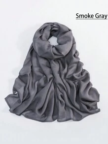 1 件女士 Abaya 配饰纯色宽边莫代尔围巾，休闲透气头巾百搭保暖披肩头带柔软头巾面纱衣服