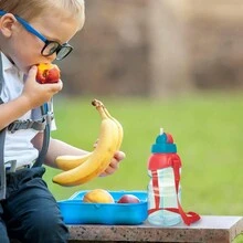 MILTON 13 Oz Spill Proof Reusable Cute Toddler Water Bottle 4- Pack Kids With Straw For School Flip Top Lid Small Bulk For Trips, Lunch, Day Cares Carry Strap Multi-Color - 彩色 - 查看 7