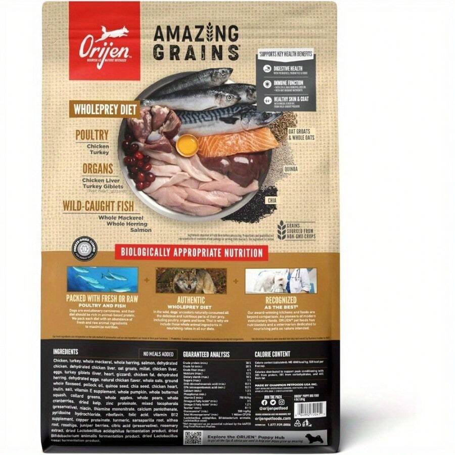 Orijen ORIJEN AMAZING GRAINS Puppy Large Dry Dog Food, High Protein Dog