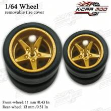 Kicarmod Llantas de goma KicarMod 1/64, neumáticos delanteros pequeños y traseros grandes, D: 11mm*13mm, radios de estrella de cinco puntas, neumáticos para piezas modificadas de coche de juguete de deportivo o muscle car, adecuado para entusiastas del modelismo con cierta habilidad manual