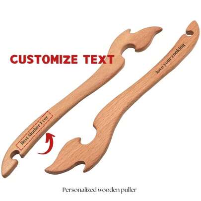 1pc Custom Text Oven Holder Puller, Personalized Oven Holder Pull Rod With Customizable Text, Wooden Oven Holder Push And Pull Tool To Prevent Burns And Safely Pull Out The Hot Rack, Long Handled Toaster Oven Accessories, Suitable For Kitchen Ovens, Air Fryers, And Thoughtful Gifts For Family, Girlfriends, Wives, And Friends