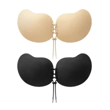 粘性胸罩露背无肩带女士聚拢胸罩，隐形粘性提升系带胸罩，适合大胸部 - 彩色 - 查看 9