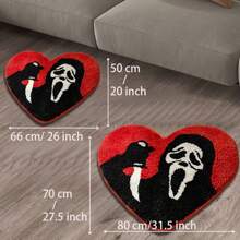 DeramHy home DeramHy Home 1 Stück Halloween Badezimmer Teppiche Schwarz Rot Badteppich Rutschfest, 71 x 84 cm Lustiger Totenkopf Badteppiche Waschbar Saugfähig Gothic Deko Gruselige Geschenke Nightmare Before Christmas Heim Dekoration