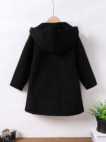 Áo khoác trùm đầu màu trơn có thể đảo ngược cho bé trai, phong cách thường ngày cho mùa thu/đông - màu đen - Xem 2