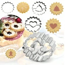 9件/套，圣诞饼干模具系列主题套装，姜饼人，枫丹果酱，蛋糕，烘焙用具，圣诞树模具圣诞装饰品圣诞装饰圣诞礼物圣诞派对用品 - 銀色 - 查看 5