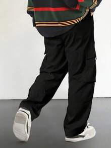 Tween Boy Casual, Drawstring, Fashion Cargo Pants, Suitable For Spring, Autumn And Summer - Black - View 2