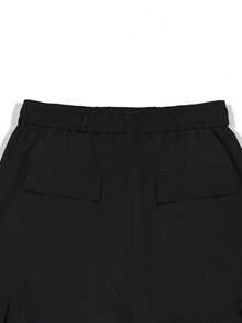 Tween Boy Casual, Drawstring, Fashion Cargo Pants, Suitable For Spring, Autumn And Summer - Black - View 4