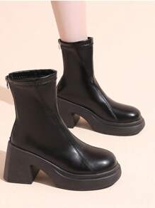 2024 neue dicke Plateausohle Rund Zeh wasserdichte Mode Knöchel Stiefel für Frauen, Plateauabsatz, elastisch Schlank Passform, Martens Boots, Frühling Herbst