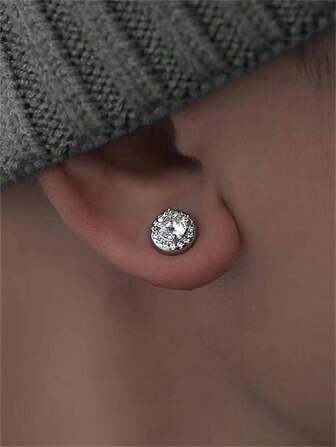 1 Pièce Boucle D'oreille Magnétique De Style De Rue Branché Et Élégant Pour Punk (sans Perçage) Avec Acier Inoxydable Et