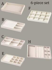 7 件/套珠宝展示托盘，天鹅绒珠宝收纳盒，戒指耳环项链珠宝收纳托盘，可堆叠珠宝架托盘，化妆品收纳和展示，适用于假日海滩、浴室收藏、卧室收藏，大容量 - 彩色 - 查看 24