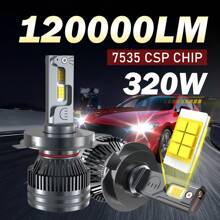 HYNBYZJ 2个装 H4 9005 HB3 H11 H7 H1 9006 HB4 LED灯泡，6000K白光，亮度提升300%，CSP LED芯片，适用于汽车雾灯替换，即插即用，12V