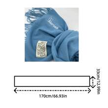 Customizable Embroidered Solid Color Faux Cashmere Scarf, Women Unisex Tasseled Warm Shawl Wrap, Mid-Length
