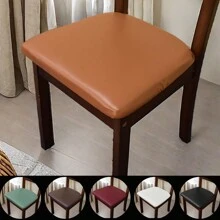 1/4/6pcs Solid Color PU Leather Square Chair Cushion Covers, Waterproof, Removable Seat Pads For Kitchen, Dining, Sofa - Multicolor - View 2