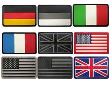 1 pieza Parche de la bandera estadounidense negra - Parche de  PVC, Parche de las banderas de Reino Unido, Italia, Francia