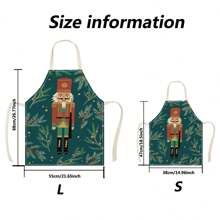 1 chiếc tạp dề vải lanh họa tiết 3D hình chú chim kẹp hạt dẻ mừng Giáng sinh vui vẻ dành cho người nấu ăn tại nhà, mặc nhà bếp và những người đam mê nấu ăn - Nhiều màu - Xem 12