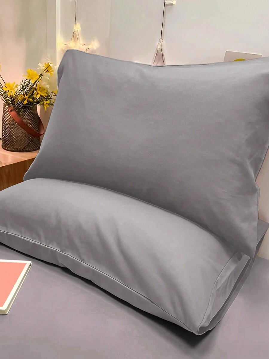 1pc Minimal Modern Pillowcase, Soft Zippered Pillow Cover, Bedroom Bedding - Light Grey - View 1