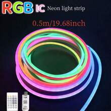 带应用程序/遥控器控制的 RGB 霓虹灯线灯，灵活的 LED 线灯，多种模式，IP65 户外 RGB IC 灯带防水，音乐同步游戏 LED 灯带，适用于卧室室内 LED 灯万圣节装饰、家居装饰、派对庭院装饰 - 彩色 - 查看 17