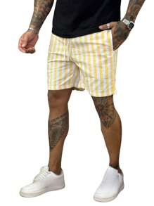 Men's Beach Linen Striped Shorts Mauricinho - Màu vàng - Xem 1
