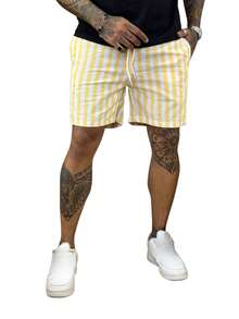 Men's Beach Linen Striped Shorts Mauricinho - Màu vàng - Xem 4