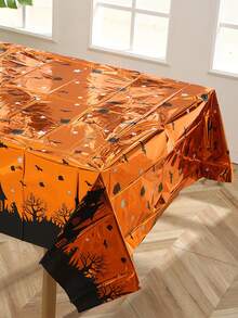 1pc Halloween Table Runner, Red Death Skull/Moon Skull Pumpkin/Dark Castle Bat Style Halloween Disposable Tablecloth, Horrible Terrifying Atmosphere For Halloween Party Home Table Room Background Decoration Supplies Table Cover Home Decor Room Decor Halloween Decor