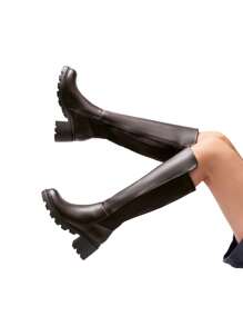 Women's Knee High Boots, Comfortable Platform Round Toe Stretch Boots For Women - màu nâu - Xem 9