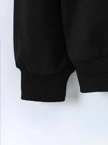 Tween Girl Casual Long Sleeve Zip-Up Butterfly Hooded Sweatshirt, Suitable For Autumn And Winter, Tween Girl Clothing - Black - View 4