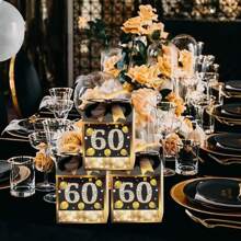 30 件黑色生日派对礼盒，包括 15 周年、40 周年、50 周年、60 周年、70 周年和 80 周年纪念礼盒、生日派对礼物、周年纪念物品、婚礼宾客装饰品、婚礼宾客礼物、情人节礼物、厨房和酒吧用品、派对礼品、圣诞节