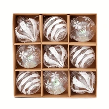 9 件 3.15 英寸各种形状透明圣诞球饰品，防碎悬挂装饰，适用于圣诞树、家居、婚礼、派对，适合全年室内外使用，圣诞节 - 彩色 - 查看 15