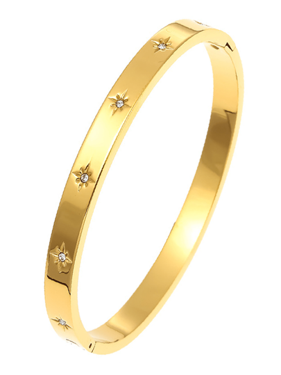 1 Peça conjunto de pulseira de aço inoxidável com zircônia cúbica em estilo octagramático minimalista e fashion, adequado para uso diário e presente para amigos