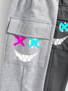 2 件套 男童纯色口袋休闲运动运动裤 - 彩色 - 查看 5