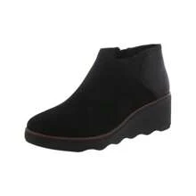 Clarks Mazy Harwich Womens Suede Mixed Media Wedge Boots - Burgundy kết hợp - Xem 2