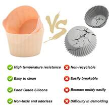 4Pcs/8Pcs Silicone Baking Air Fryer Cup, Reusable Silicon Air Fryer Baking Liner, Replace Disposable Parchment Paper Square Shaped Liner, Silicone Muffin Cups For Baking Cake Egg Tart Pudding Baking- Kitchen Air Fryer Accessory