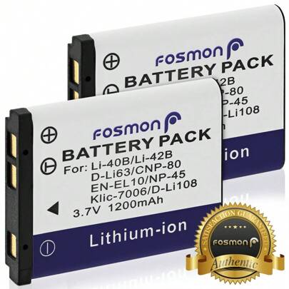 Fosmon Battery Pack Compatible With Olympus Li-40B And Li-42B, For Nikon EN-EL10, For Fujifilm NP-45, For KLIC-7006, For Pentax D-LI63 - 1200mAh
