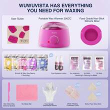 Waxing Kit 69 Items, Halloween/Christmas Holiday Gift WUWUVISTA Hair Removal Hard Wax Kit With Wax Warmer,Waxing Beads For Women Men For Face/Brazilian/Full Body/Bikini/Sensitive Skin - 粉紅色的 - 查看 2